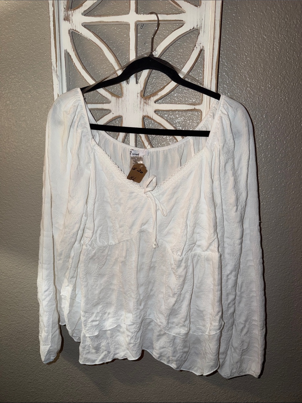 Women’s White Peasant Blouse - Lightweight Long Sleeve Top